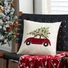 Red Embroidered Merry Christmas Throw Pillow Case Decorative Sofa Cushion Cover for Home Holiday Party Decor