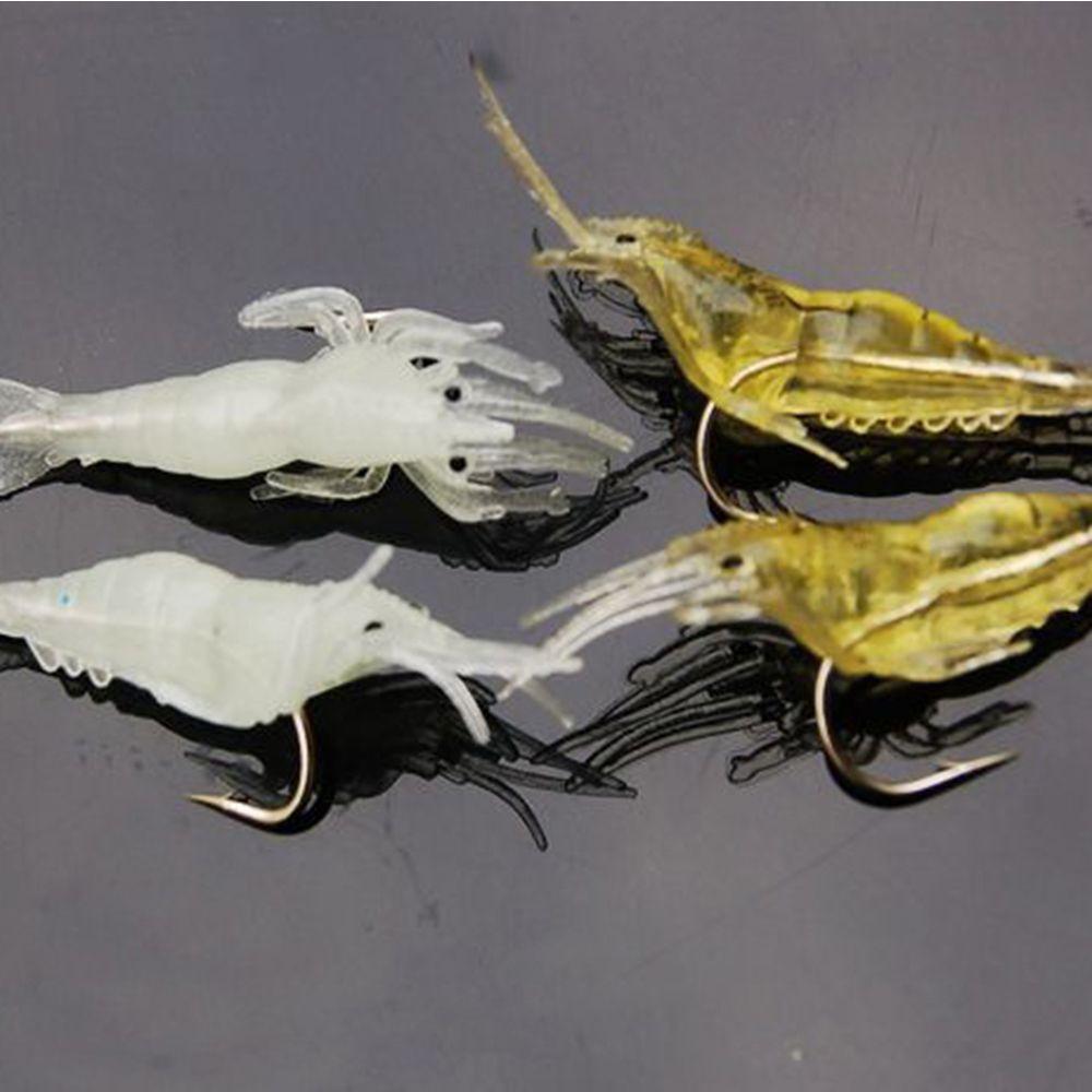 10Pcs Luminous Soft Creative Hook Worm Silicone Shrimp Fake Bait Prawn Lure Sea Fishing