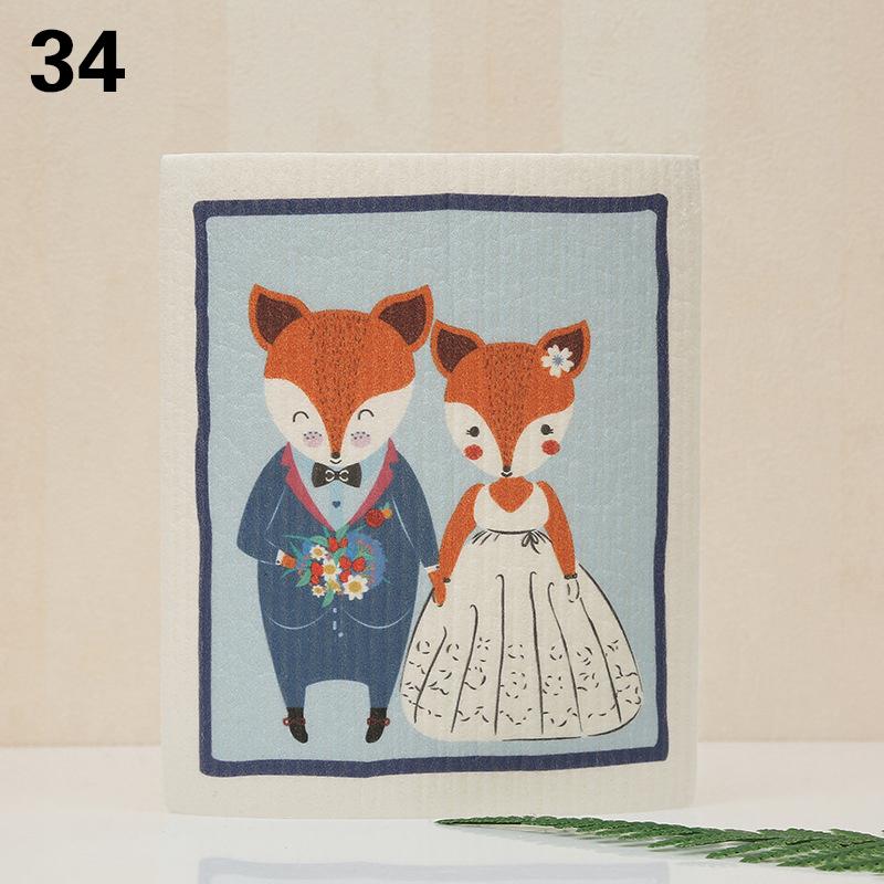 1 шт. многоразовая губка для мытья посуды кухонная напечатанная впитывающая тряпка для мытья посуды целлюлозные салфетки для уборки