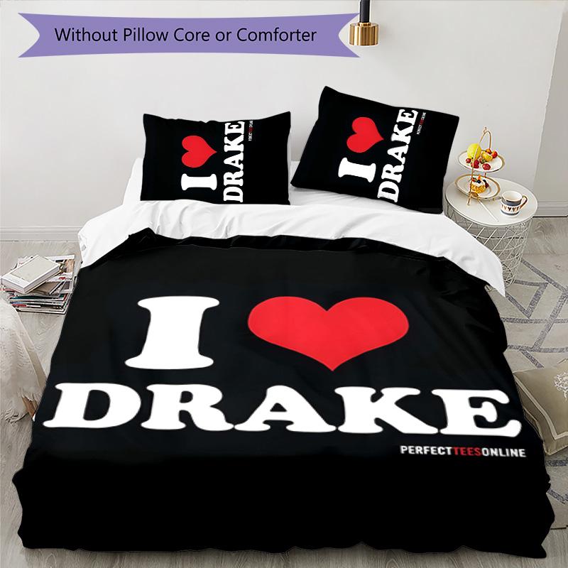 Drake 3pcs Bedding Set Duvet Cover Closure Includes 1 Duvet Cover & 2 Pillowcases for All Seasons Bedroom Home Dorm Decor