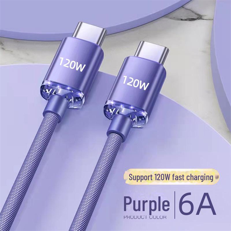 Двойной кабель Type-C для быстрой зарядки мощностью 120 Вт для ноутбуков Apple 15 и Huawei — трансграничная совместимость