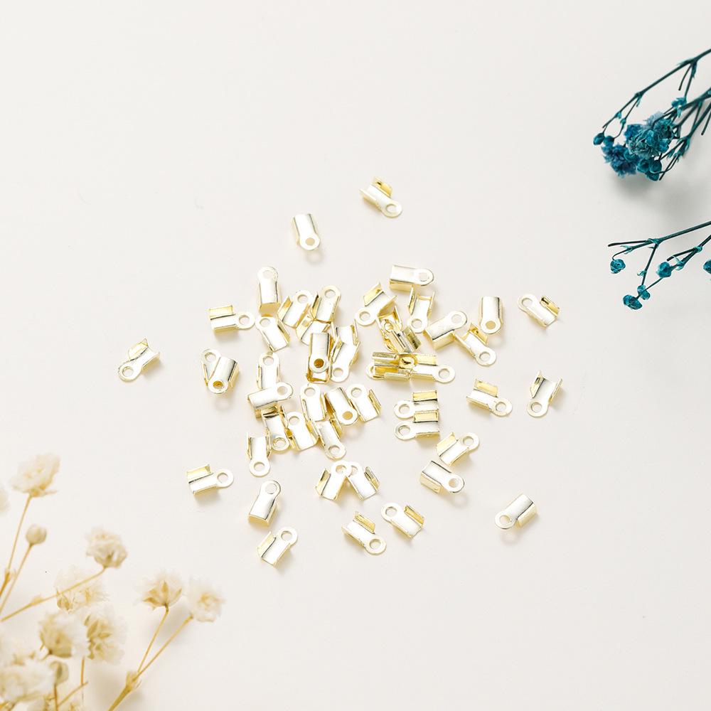 Клипса для кожаного шнурка с позолотой 14k/18k: Настоящее золото, сохранение меди, DIY ювелирная пряжка, обжимная бусина, концевик