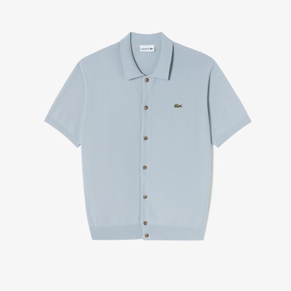 [lacoste] Men's Openwork Short-Sleeve Cardigan AH457E-56GHBA