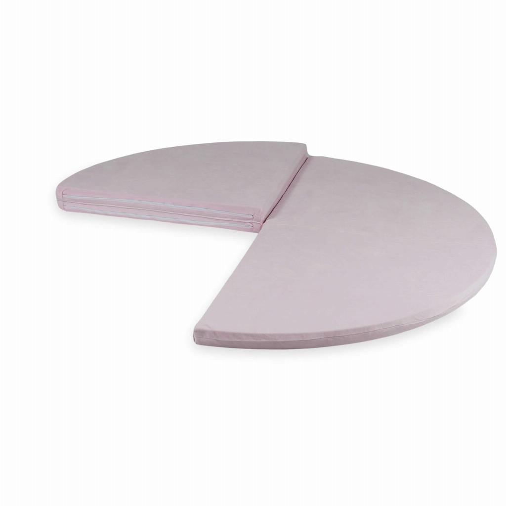 Mata Do Zabawy 160Cm Dla Dziecka Okrągła Składana, Velvet Soft Jasnoróżowy