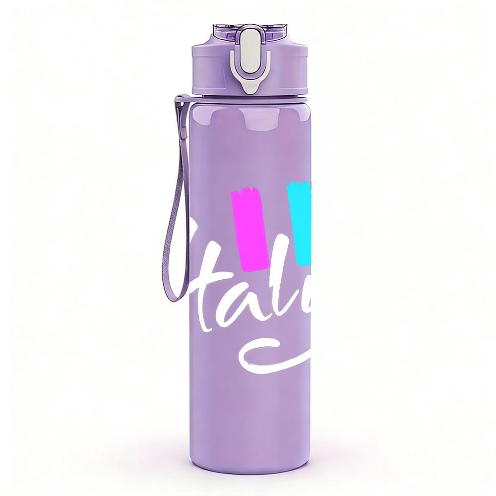 1PC Stay Y2K Pastel Neon Letter Print 750ml Color Plastic Sports Water Bottle Leakproof Flip Straw Lid Suitable for Sports Office Home Use