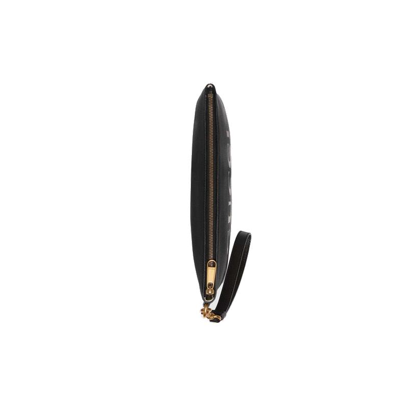 Gucci Print Retro Logo Print Wristband Leather Clutch Unisex Black