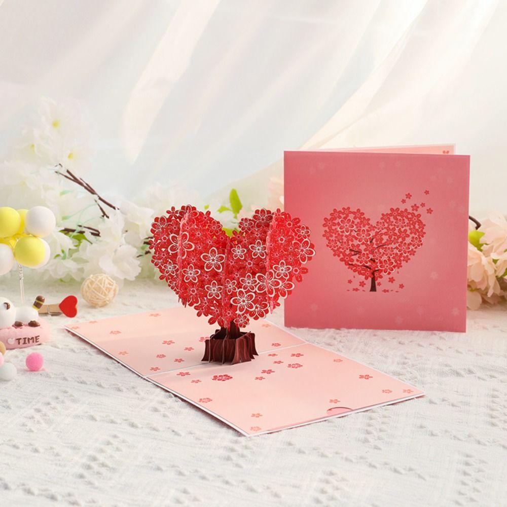 Handwriting 3D Pop-Up Valentine's Day Cards 3D Love Postcard Festival Decoration