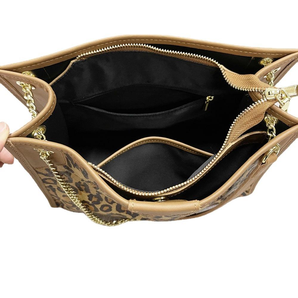 Women'S Bag Xiaoxiangfeng Leather Leopard Print Horse Fur Integrated Shoulder Messenger Bag Tote Bag