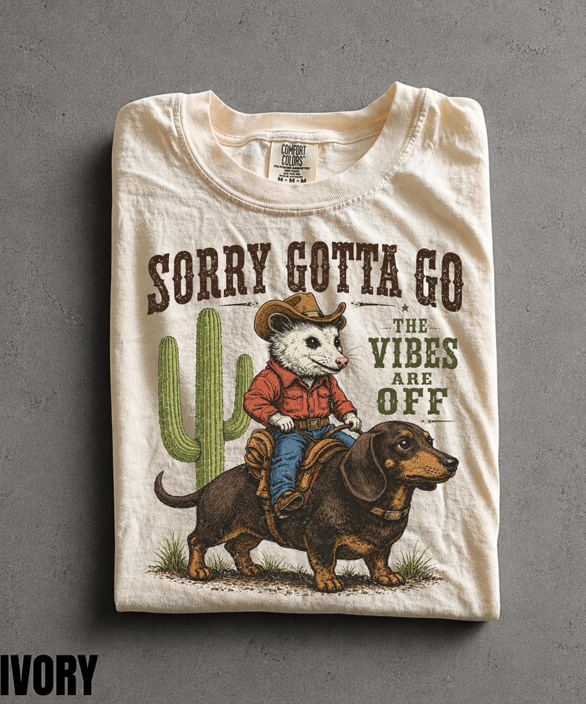 Vintage 90s Cowboy Opossum Riding Dachsund T-Shirt,The Vibes Are Off Tee,Western Humor Graphic Shirt,Cute Funny Dog Shirt