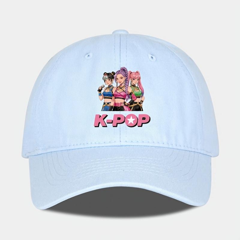 Модная Мультяшная Бейсболка с Принтом K-Pop, Мягкий Козырек, Удобная Регулируемая Кепка Для Повседневной Одежды, Концертов, Вечеринок, Унисекс Дизайн