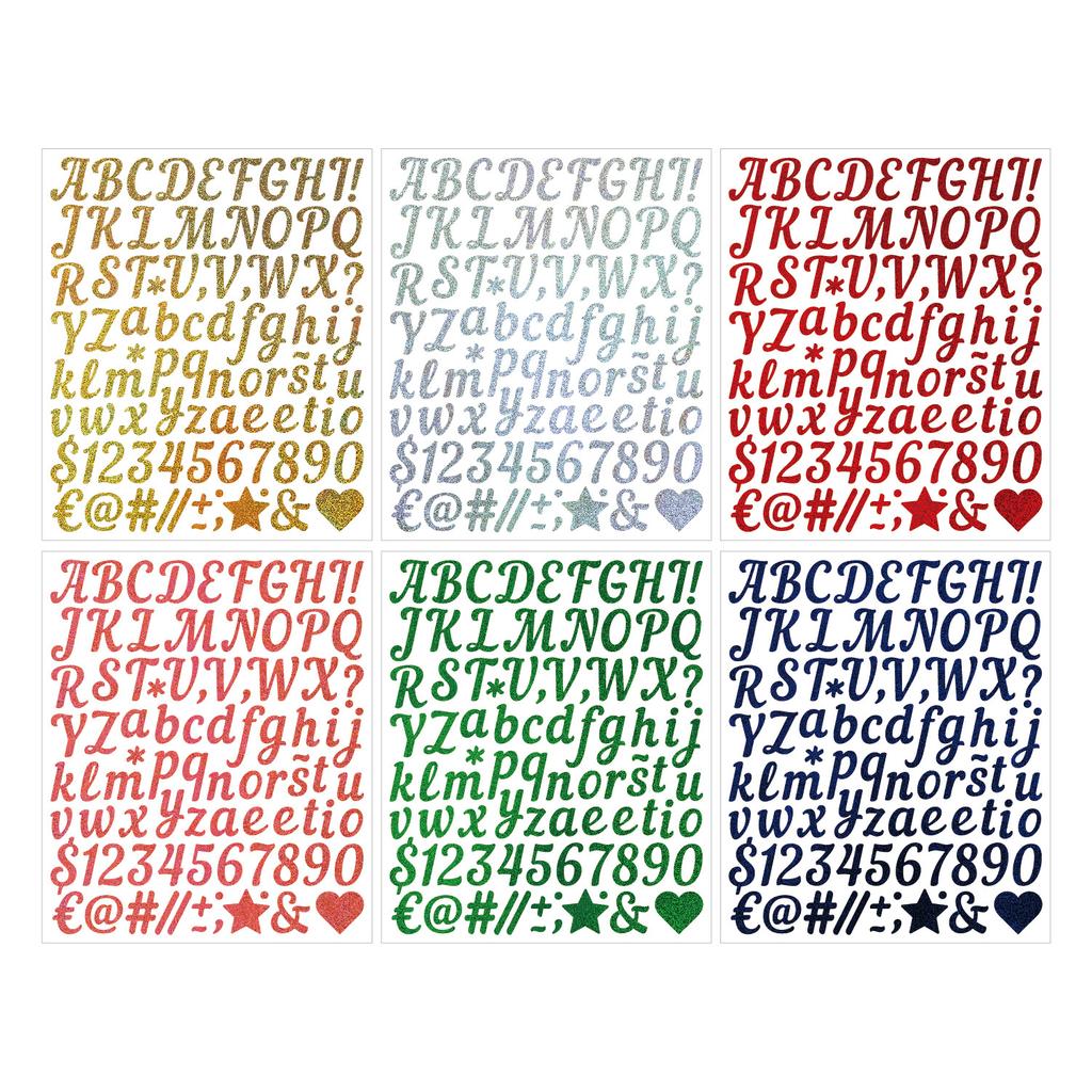 1 Inch Handwritten Letter Sticker Gold Sand Silver Sand Shiny Stout Waterproof Gift Greeting Card DIY Alphanumeric Sticker