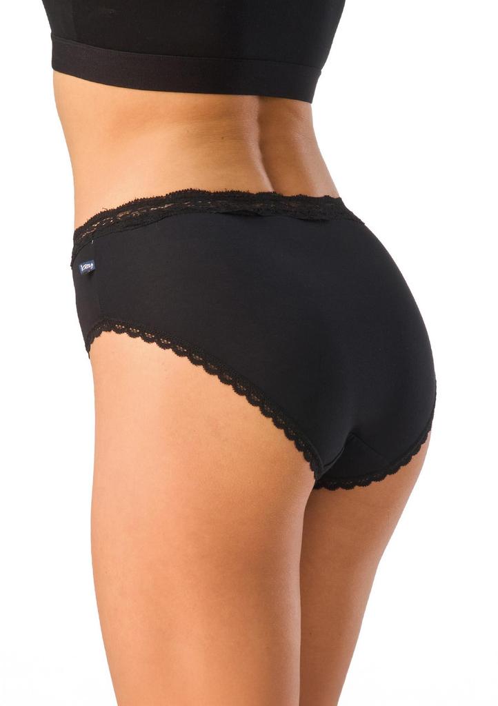 Figi damskie bambusowe z koronką semi maxi bikini czarne LPK 002 Key