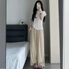 Lazy Wrinkled Yamamoto Pants Ice Silk Wide-leg Pants Summer New Loose High Waist Draped Casual Straight Pants for Women