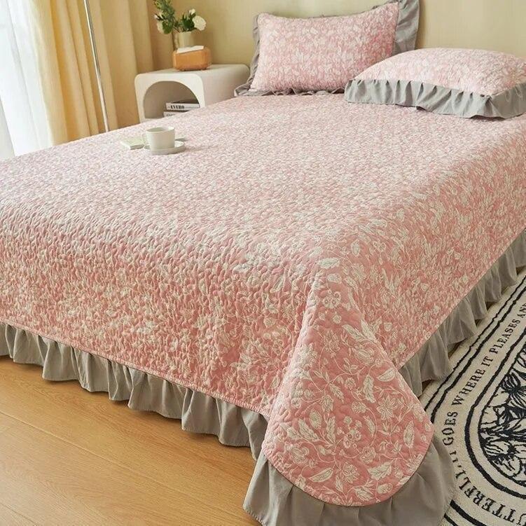 Новое высококачественное покрывало на кровать, двухслойная хлопчатобумажная конопляная пряжа, бытовые нескользящие утолщенные хлопковые простыни с зажимом, кружевные чехлы, одеяла