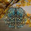 Metal Garden Wind Chime with Black & Blue Floral Mandala Tree Design, 360° Hook for All-Season Outdoor/Indoor Use - Elegant Yard & Patio Decor