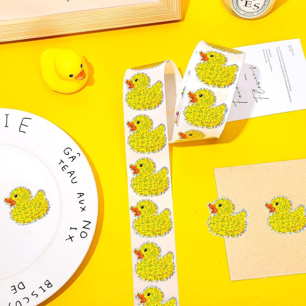 100-500Pcs Glitter Cartoon Duckling Stickers Party Gift Wrapping Label Children Scrapbook Cute Stationery Stickers