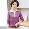 Мамин свитер с лацканами, трикотажный, средней и пожилой, весенний, с длинным рукавом, футболка для ношения под низ, новый тонкий свитер для женщин среднего возраста