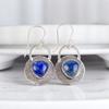 Natural Lapis Lazuli Gemstone 925 Sterling Silver Handmade Dangle Earrings 1.30" EE-63-24