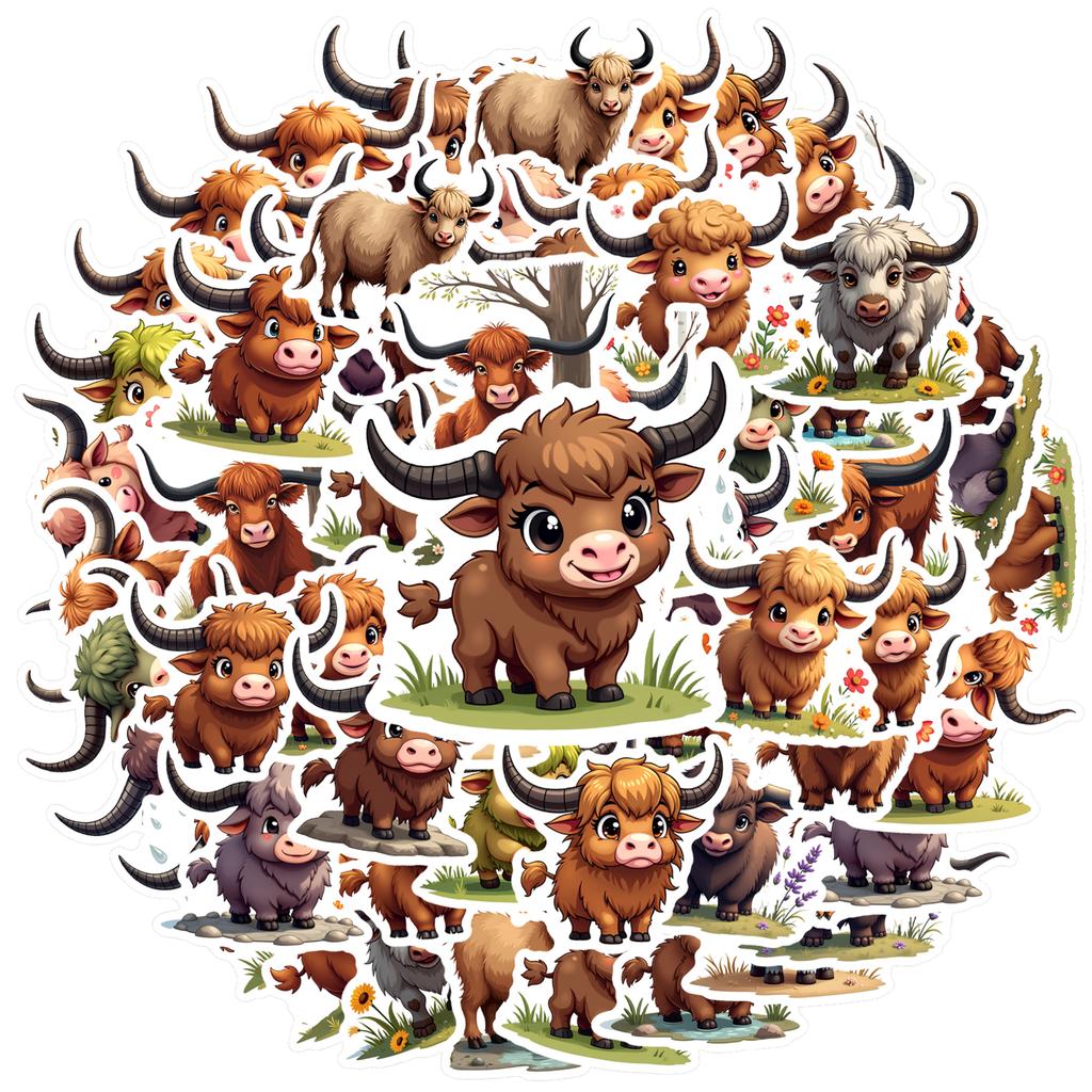 Pastoral Nature Decals Cartoon Cattle DIY Stickers Animal Stickers For Phone Suitcase