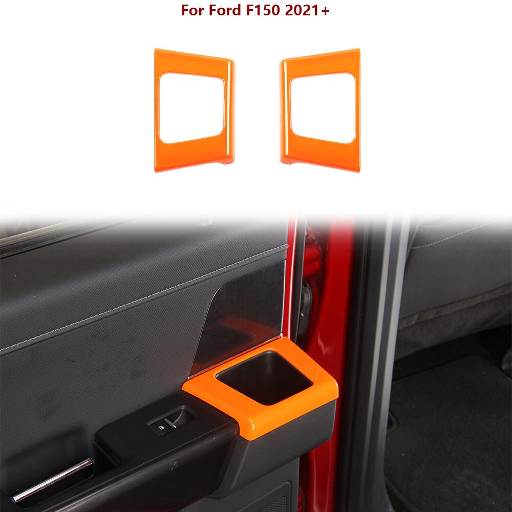 Interior Rear Door Handle Cup Holder Panel Trim Bezel For Ford F150 2021+ Orange