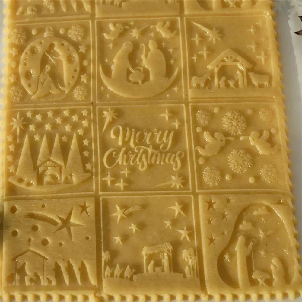 Кухня Рождество Гравированная скалка Рельефный ролик для теста Рождественский резак для печенья Выпечка Рождественские подарки Резная форма для печенья Натал