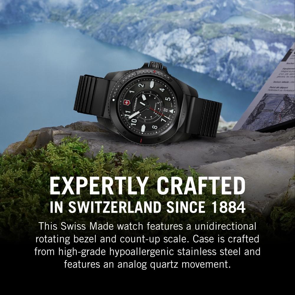 Victorinox Часы мужские VICTORINOX JOURNEY 1884 241982 Корпус из нержавеющей стали с черным PVD-покрытием (316L) Черный циферблат, черный каучуковый ремешок, кварцевые водонепроницаемые, аналоговые часы B