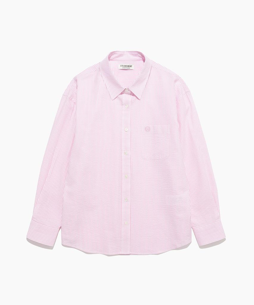 TTUDEMENT (Seersucker) Classic Stripe Shirt Pink