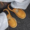 Дерби мужские туфли 2024 весна-лето новые туфли с большой головой Микки большие желтые ботинки с круглой головой модные кожаные туфли 177177-J