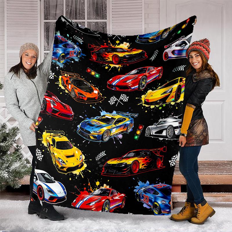 Racing Theme Printed Blanket - Perfect for Couch, Bed, Travel & Outdoor Use | Machine Washable, Cozy & Durable.