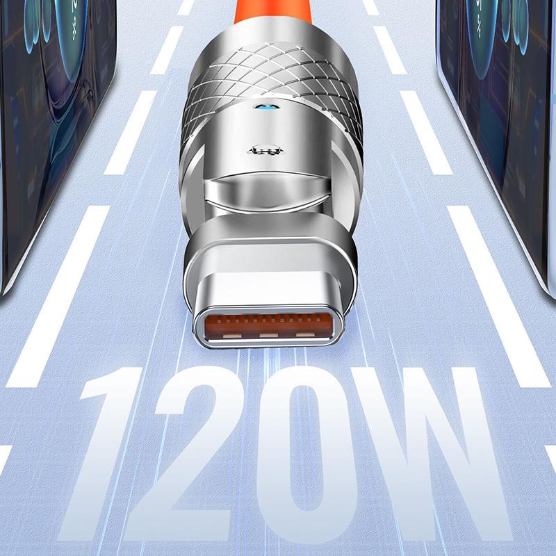 USB-кабель 180° Type C для быстрой зарядки, 120 Вт, 6 А, кабель из жидкого силикона, провод для Xiaomi, Huawei, Samsung, USB Bold, линия передачи данных