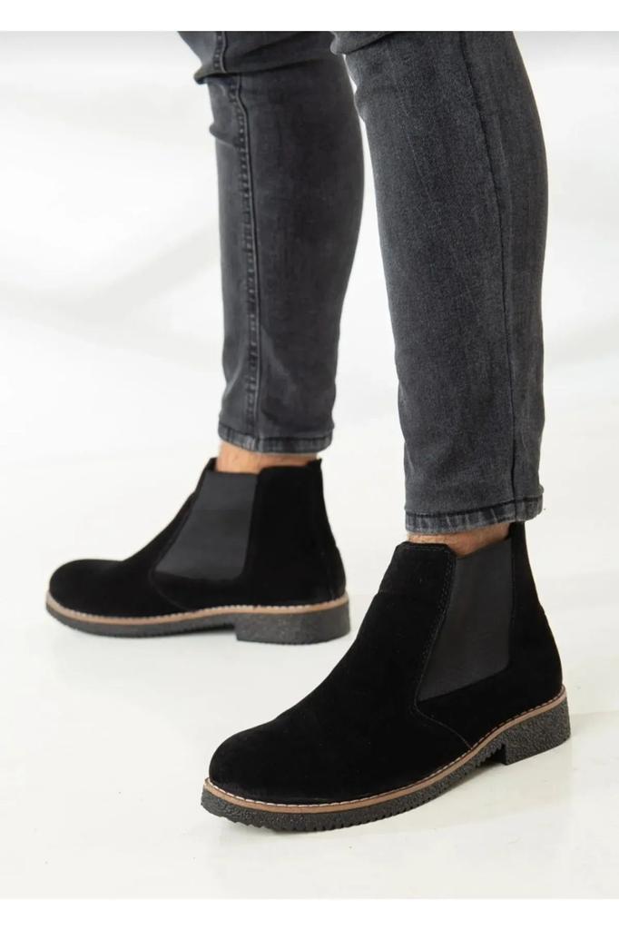 Men's Fashion Faux Leather Thin Heeled Booties Bootie Black Suede Daily Chelsea Winter Boots Shoes