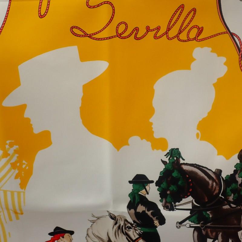 HERMES   шарф черный/желтый шелк Женский