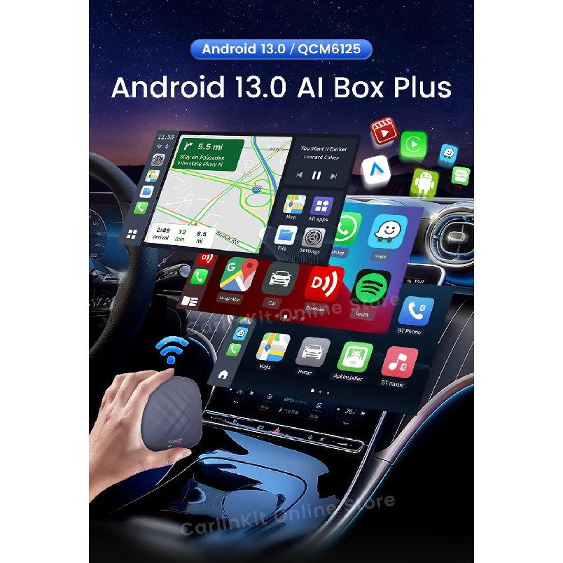 Carlinkit Android 13 Carplay Ai Box 8GB 128GB QCM6125 8-ядерный CarPlay Android Auto Беспроводной для Онлайн ТВ Netfilx Youtube IPTV