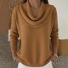 Women's Casual And Fashionable Round Neck Long Sleeved Knitted Solid Color Top Sweater