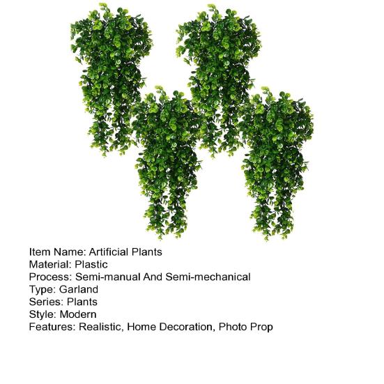 4 шт. 30-дюймовые подвесные искусственные зеленые растения, реалистичные искусственные листья эвкалипта, лиана для дома и улицы, искусственная зелень, плющ, рождественское украшение для крыльца