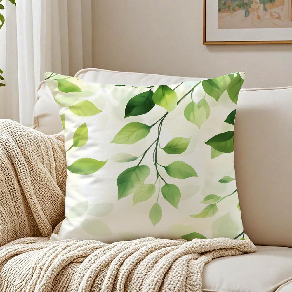 Beautiful Green Leaves Pillow Case Organic Short Plush Cushion Covers Breathable Washable WrinkleResistant