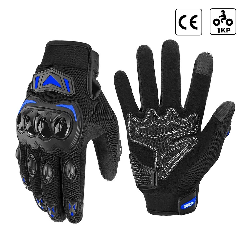 KEMIMOTO CE Summer Moto Gloves Touch Screen Sports Luvas Motorcycle Protective MTB Guantes Gloves For Men Women Black