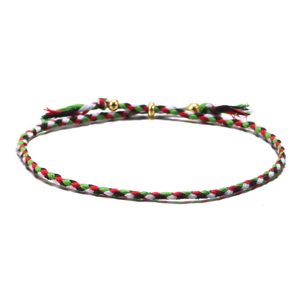 Copper Bead Girls Colorful Polyester Thread Fashion Accessories Braid Hand Rope Woven Bracelet