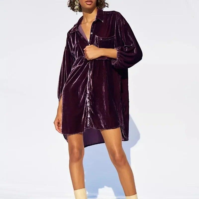 Осенняя свободная длинная рубашка с рукавами-фонариками, офисные женские модные женские рубашки, зимняя золотая бархатная блузка, топы, женская одежда 30091