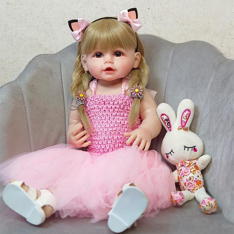 55 см кукла реборн, полностью силиконовая виниловая игрушка для новорожденных для девочек, принцесса Бебе, сопровождающая игрушка