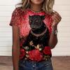 2025 New Fashion Women's Short Sleeved T-shirt Rest Loose Personalized Printed Summer Round Neck Top