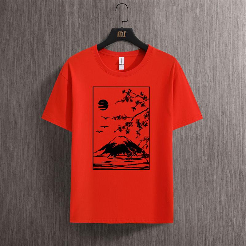 Футболка с визитной карточкой Tokyo Sakura Mount Fuji, женская модная футболка, хлопковая летняя повседневная футболка в стиле хип-хоп, свободная хлопковая футболка