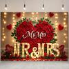 Romantic Red Rose Heart Backdrop,Floral Wall Decor Photography Background for Photo Booths,Parties,Wedding Decorations