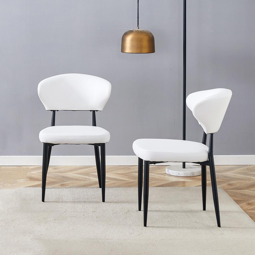 White Minimalist Ergonomic Dining Chair with Curved Backrest – Opens Up a New Seating Posture Full of Comfort and Elegance. Package with 2 Chairs.