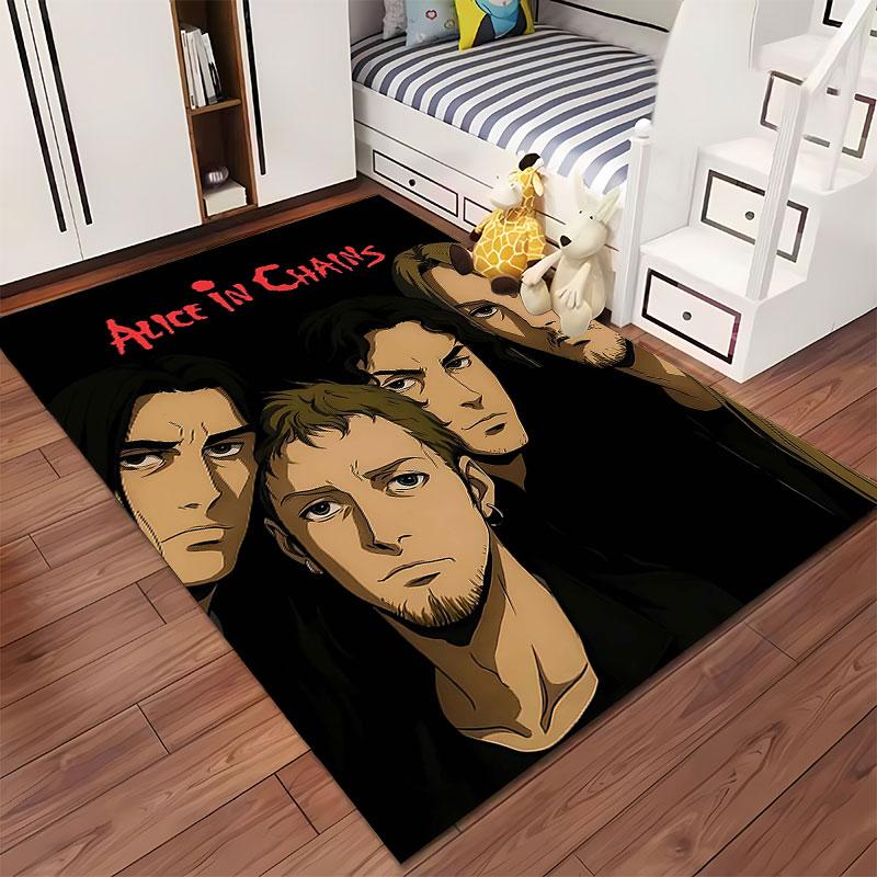 Anime Style Rock Band Design suitable as a non-slip mat for the living room or bedroom sofa