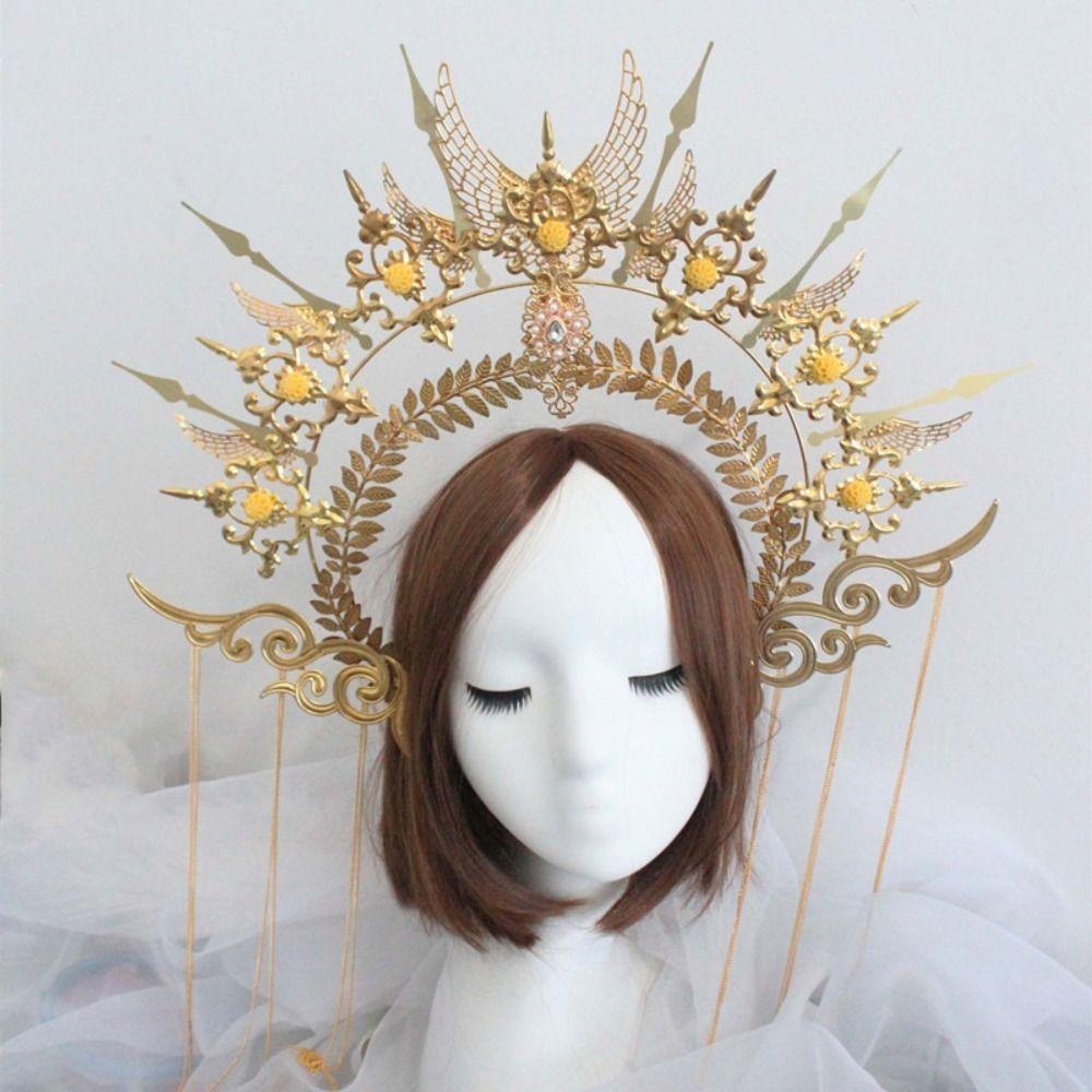Vintage Handmade Gothic Lolita Tiara DIY Crown Material Kits Wedding Headpiece Sun Goddess Headwear