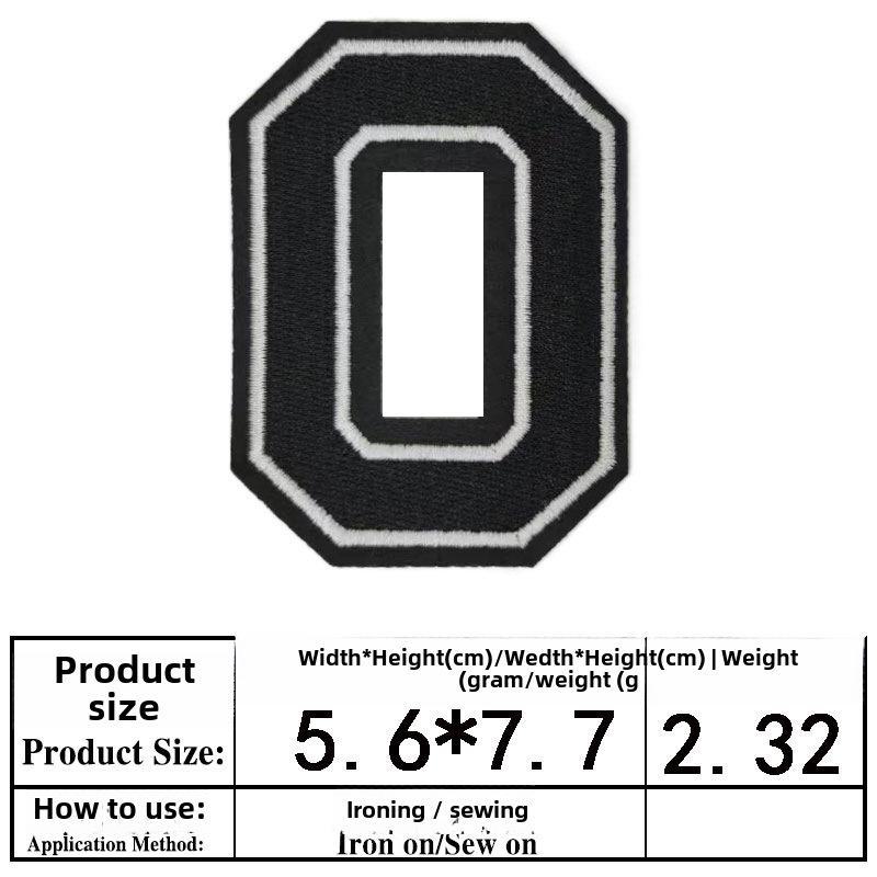 Полная вышивка алфавита и цифр на тканевой нашивке - большой значок из джерси