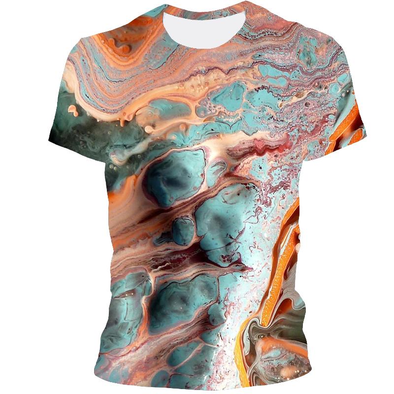 Футболка с трехмерным абстрактным принтом для мужчин, летняя модная повседневная индивидуальная футболка, трендовая дышащая футболка в стиле хип-хоп