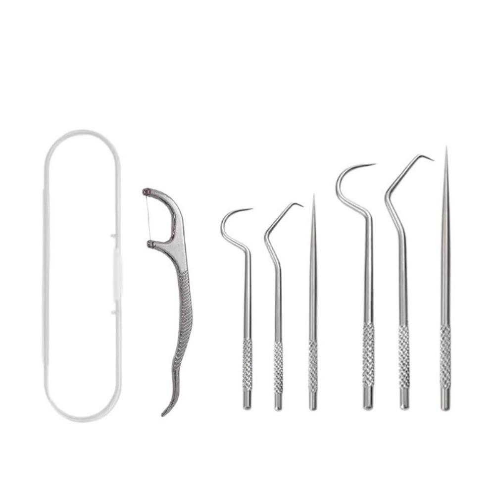 3/7pcs Reusable Toothpicks Pocket Set Stainless Steel Portable Teeth Cleaner for Tooth Oral Clean