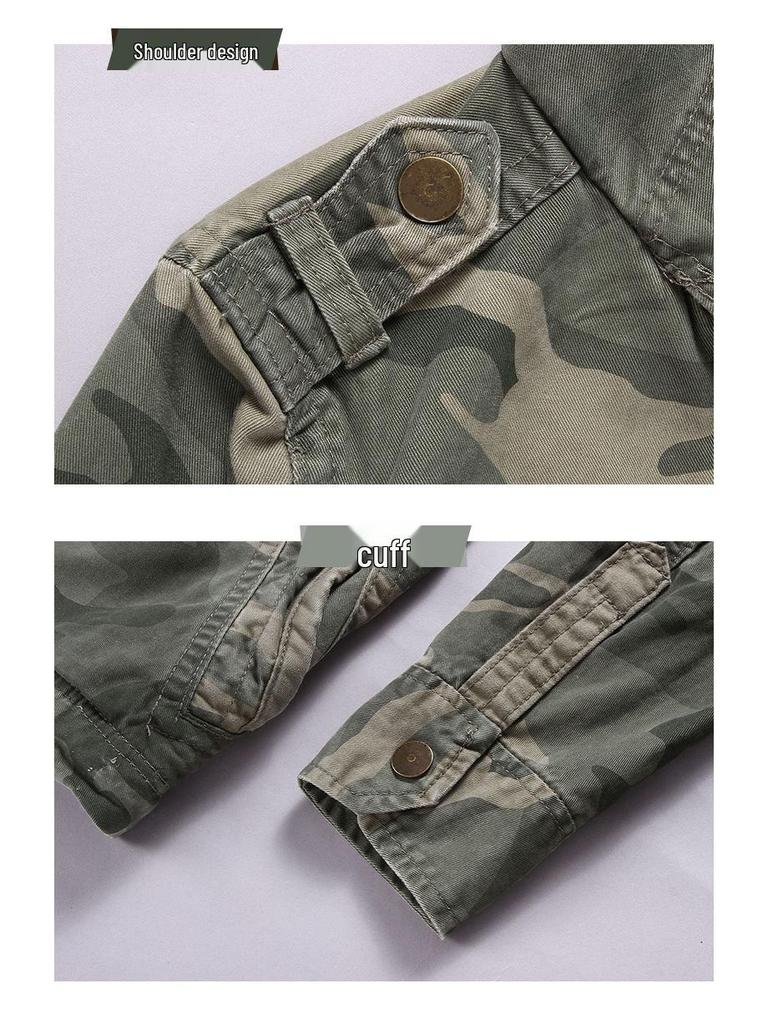 Мужская камуфляжная куртка средней длины с капюшоном в стиле амекадзи с множеством карманов